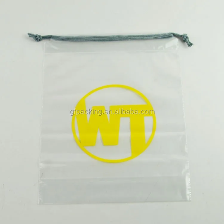 Пользовательский водонепроницаемый прозрачный пластиковый полиэтиленовый мешок на шнурке с принтом