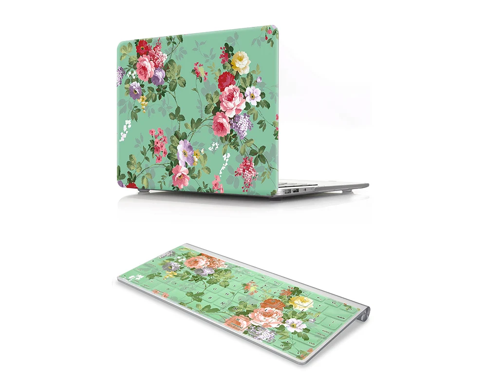 2 In 1 Beautiful Flower Hard Case and Keyboard Skin for Mac Air 13 Case m1 A2337 A2338 silicone laptop protective case