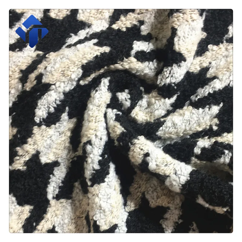 
Wholesale boucle houndstooth tweed jacquard suit fabric for women winter coat 