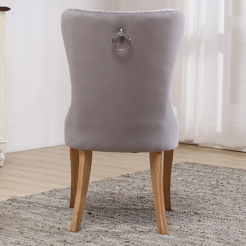 
American style vintage tufted wooden fabric upholstered dining room chair velvet 