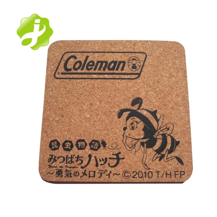 Custom Design Cork Wood Drink Coaster Tea Coffee Cup Mat Pads with Debossed Logo