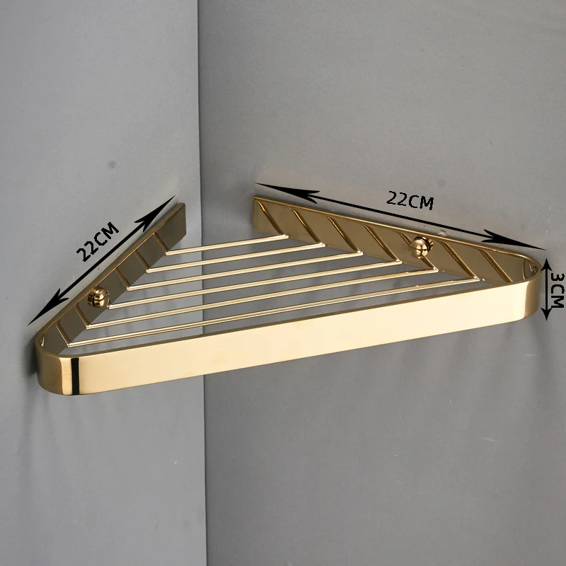 Wall Mount Brass Wire Shower Shelf Bath Corner Shelf Hanging Triangle Shower Rack