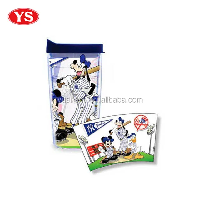 16oz clear double wall photo insert plastic coffee tumbler cup with lid