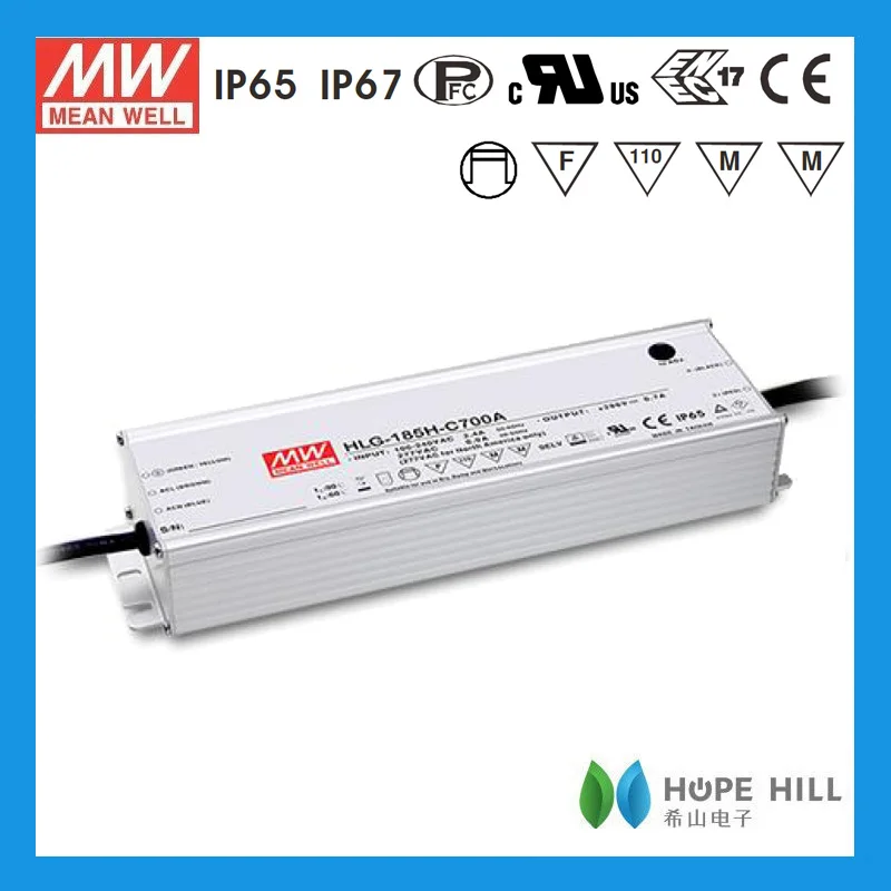 Светодиодный драйвер постоянного тока Meanwell HLG-185H-C700 700 мА 200 Вт