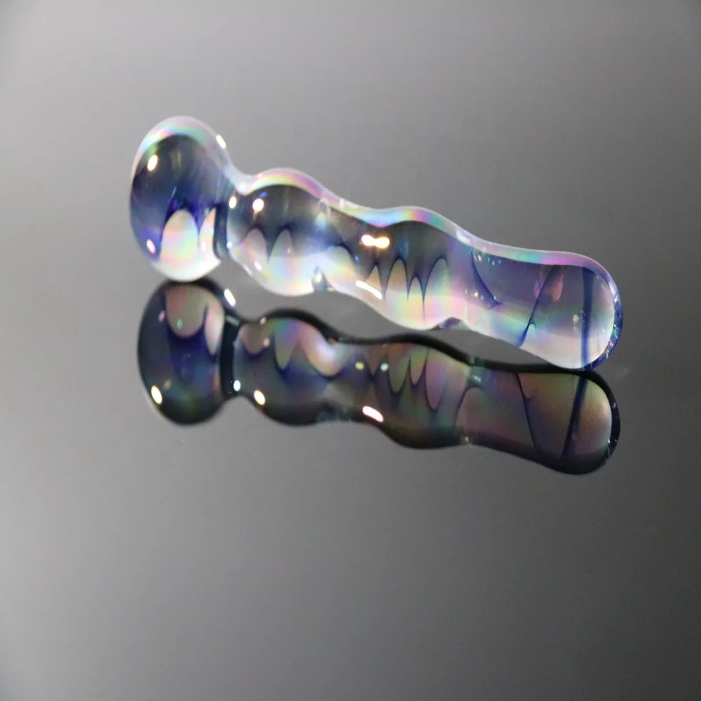 iridescent art handmade glass dildo made in china