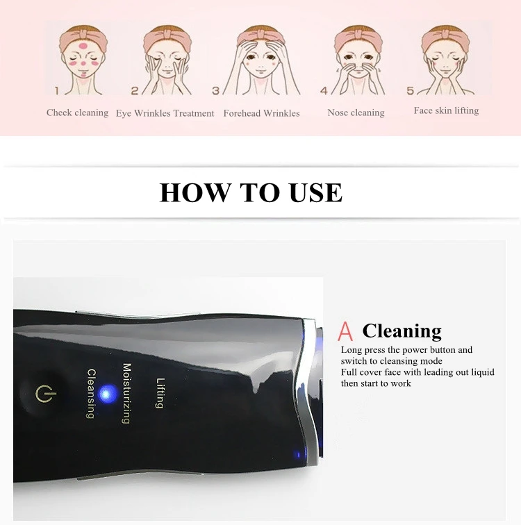 Portable  Professional Face Skin Scrubber Ultrasonic Peeling Facial Machine