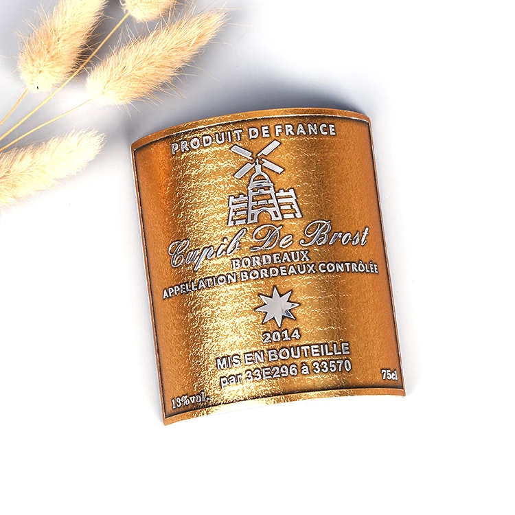 Bulk Buying Self Adhesive Metal Red Wine Pewter Tin Labels Sticker Etiqueta de peltre Etichetta in peltro