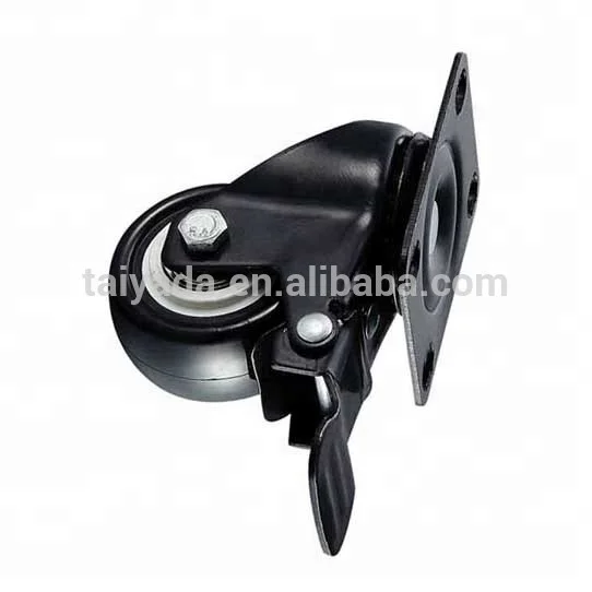 40/50/63 mm Black Fork PVC/PU Caster Wheel For Cabinet