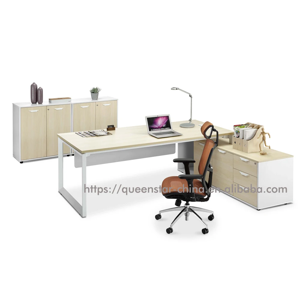 QS-ODJ05 modern manager executive desk with pedestal with metal frame MFC desktop director table