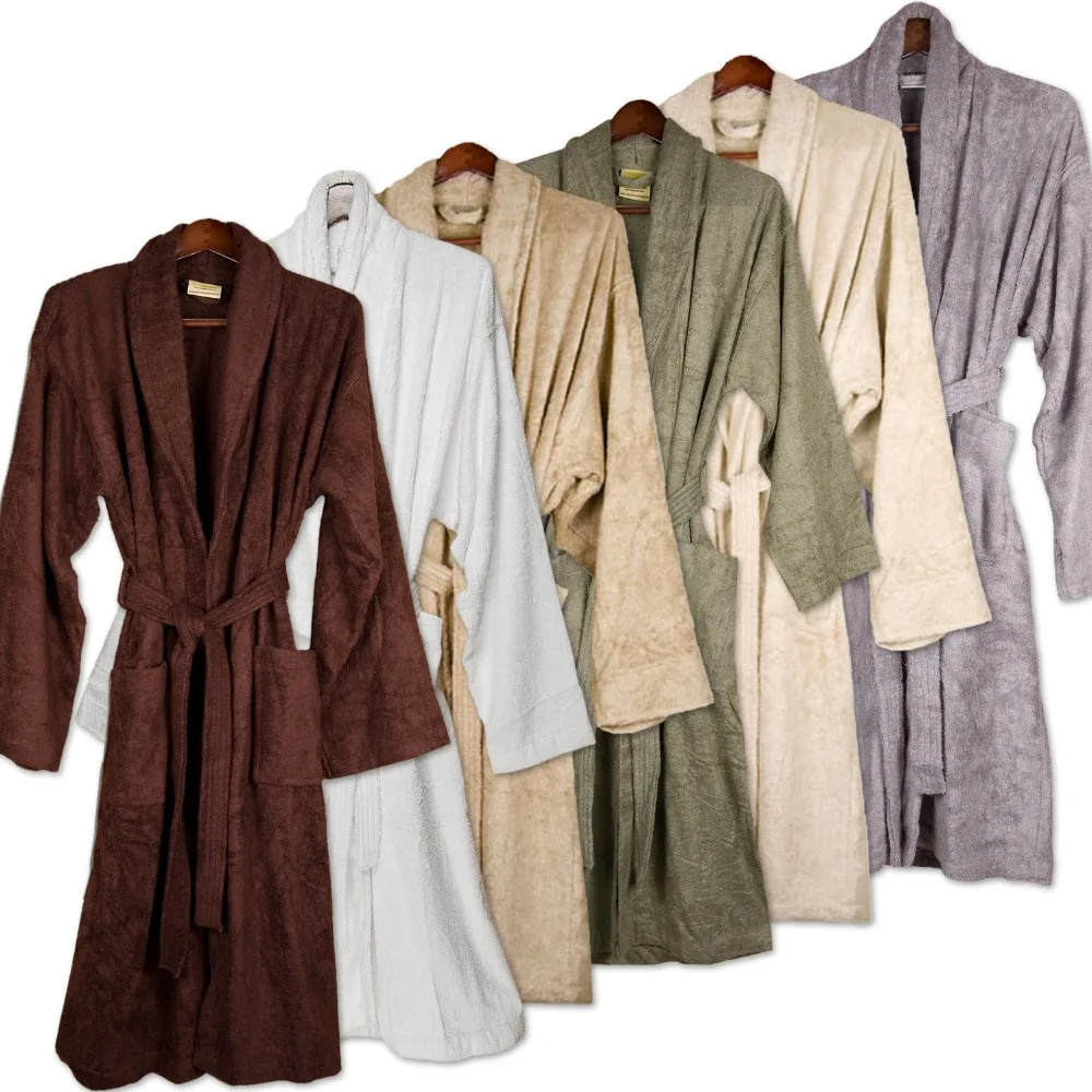 Wholesale Natural Bamboo Bathrobe Warm Bath Dress Robe For Women and Men
