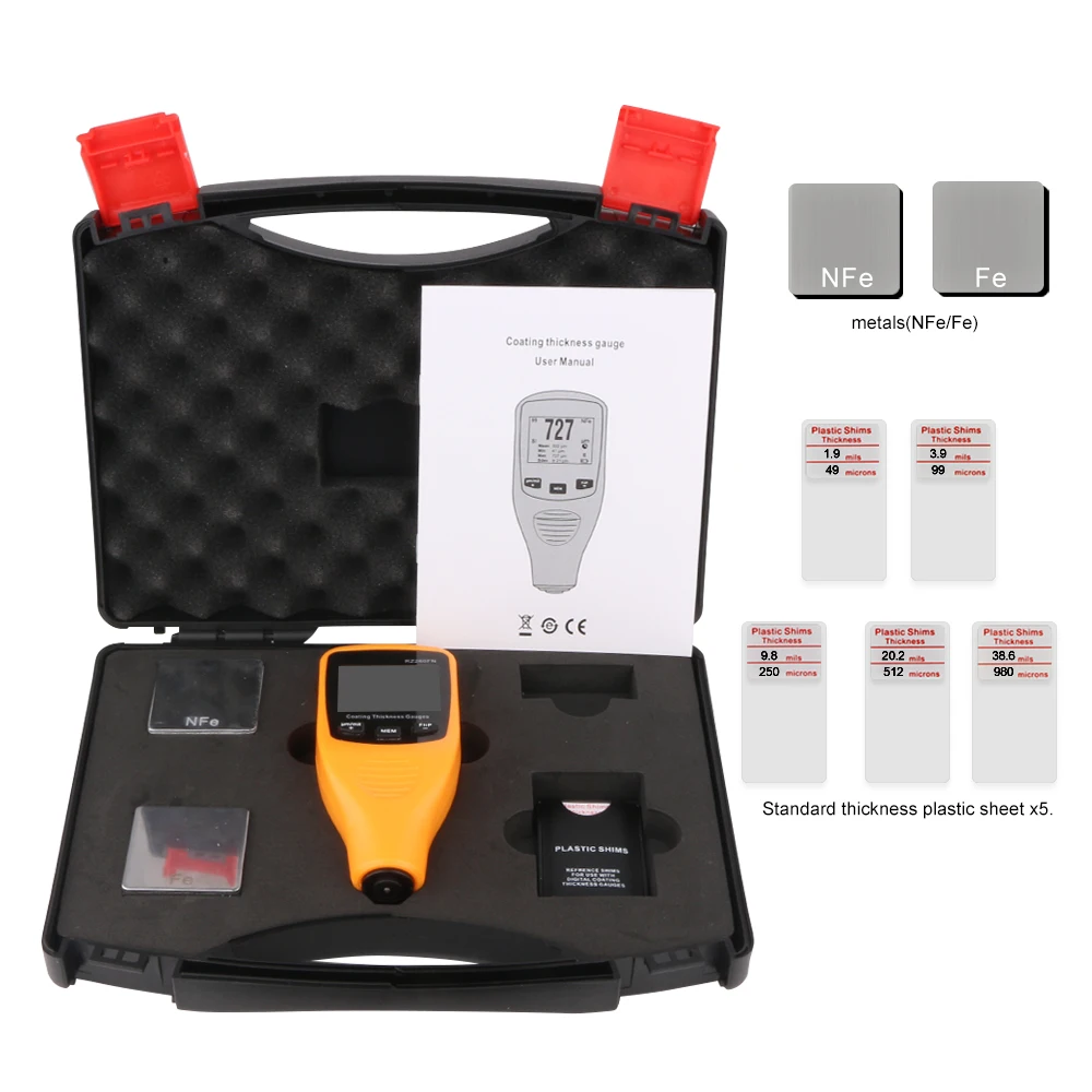 Digital Mini Paint Thickness tester Coating thickness gauge Car Body Tool Auto Fe and NFe 2 in 1 RZ260FN