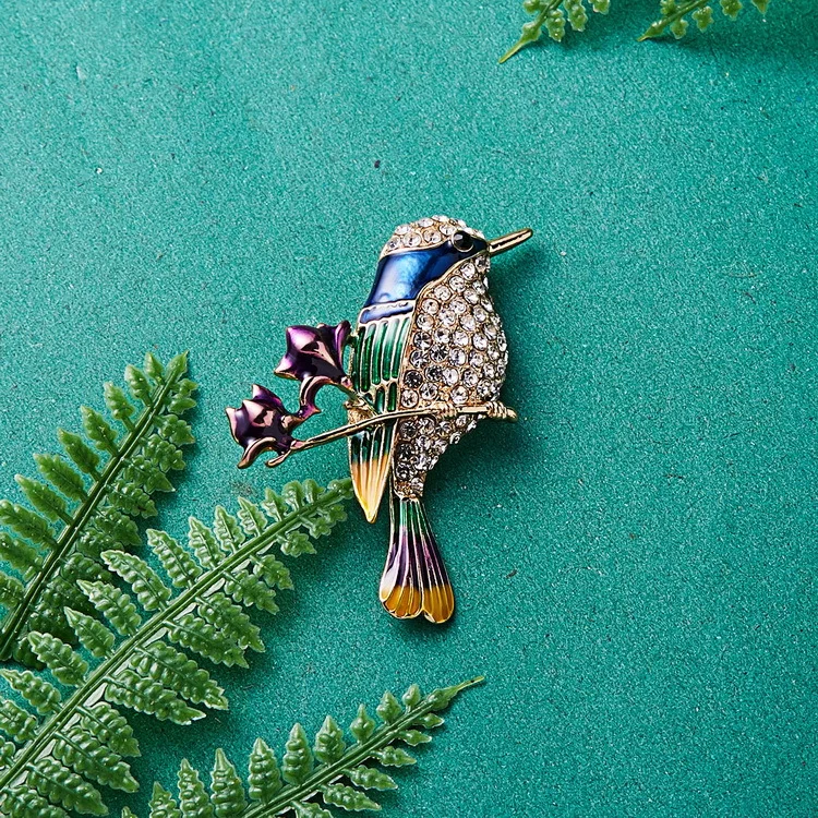 Fancy Women Brooch Bird Brooch Pin Jewelry Design Metal Enamel Crystal Gold Zinc Alloy Children Party Dresses 10 G 12 PCS ABR031