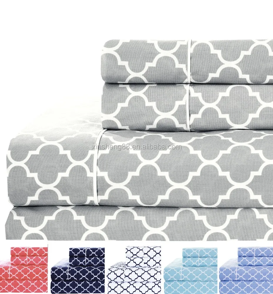 printed meridian 100% cotton percale 250TC sheets deep pocket