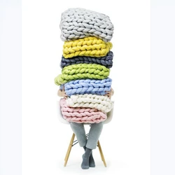New Arrival wholesale travel coolmax highly breathable cotton super chunky throw wool knitted weighted blanket