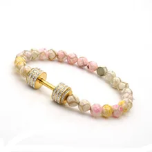 Fitness Candy Color Matte Dyed Jade Bead Agate Bead Crystal GYM Life Dumbbell Bracelet Women DSC08003