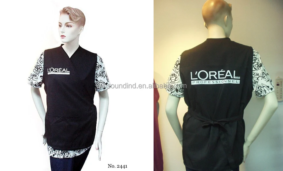 Черный полиэфирный жилет для парикмахерской