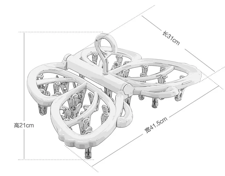 Бабочка 32clips расширяемый стойку ткань пальто пластиковой вешалкой