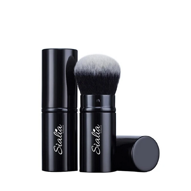 Индивидуальная профессиональная розово-Золотая пластиковая натуральная косметика оптовая продажа тушь для ресниц Экологически чистая выдвижная кисть для румян кабуки