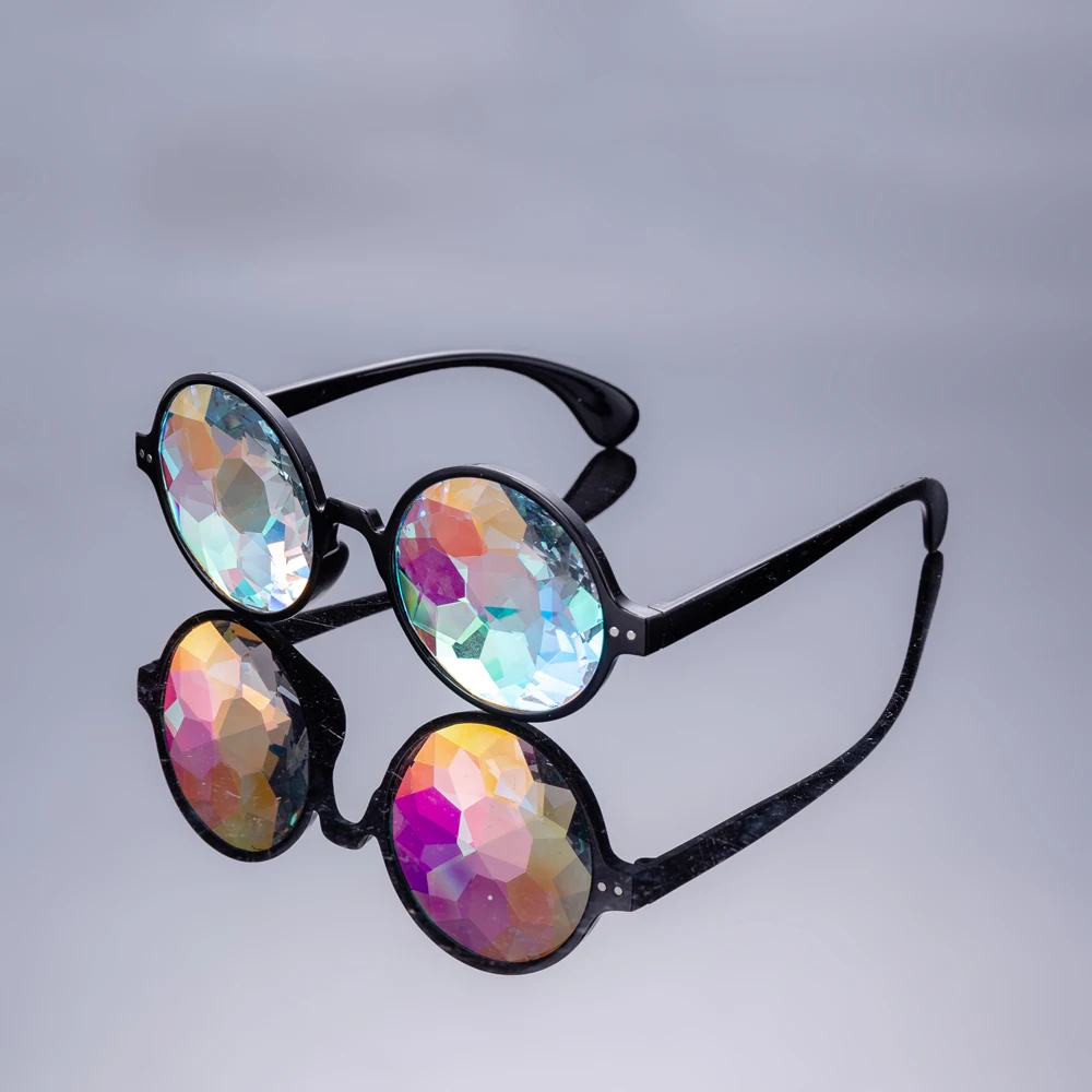 Rave Men Round Kaleidoscope Sunglasses Party Psychedelic Prism Diffracted Lens EDM Sunglasses Female