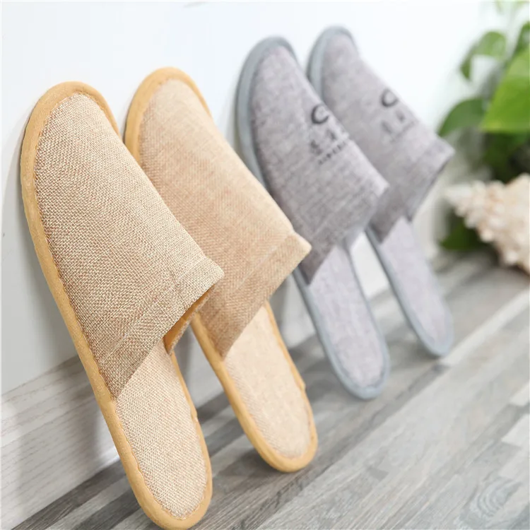 Wholesale hotel hotel one - time home stay accommodation thick ramie cotton cloth non - slip slippers