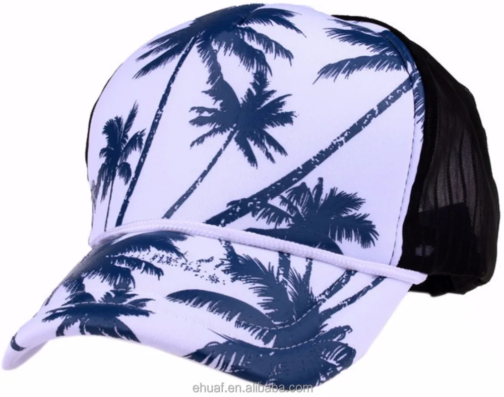 Hot wholesale summer beach hawaii print palm tree snapback hat