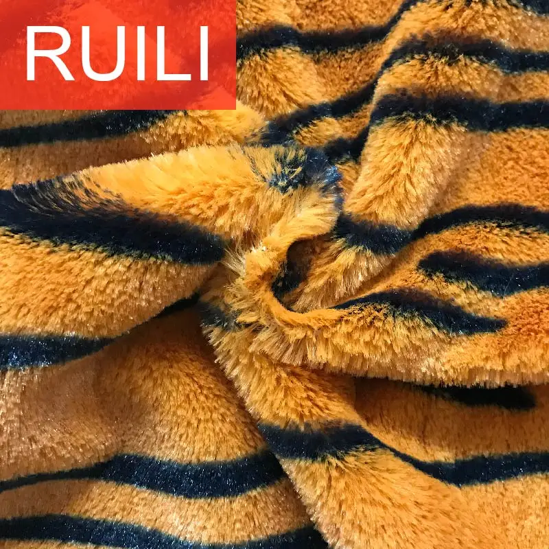 First class tiger pattern printing PV plush fabric for toys