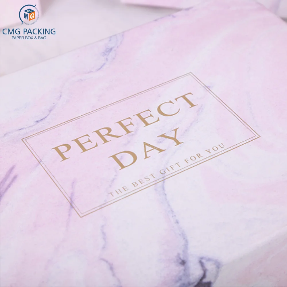 custom  Pink marble wedding gift bags packaging boxes wedding favors and gifts party supplies paper bag with handles tablewares