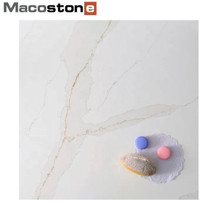 UK Market 2cm/3cm White Calacatta Gold Quartz Stone Slab Price for Calacatta Gold Vanity Top