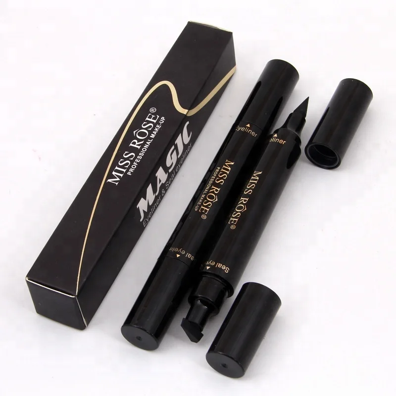 Miss Rose Makeup Liquid Eyeliner Pencil Quick Dry Waterproof Eye Liner Black Color with Stamp Beauty Eye Pencil