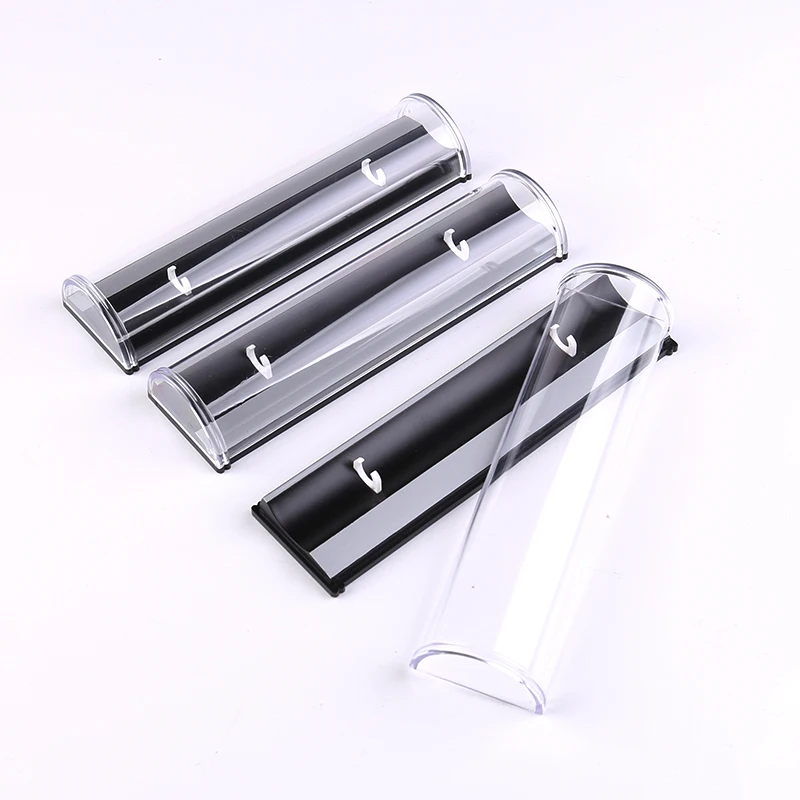 Transparent Semicircular plastic pen box luxury Half cylinder Single empty  Customized promotional pen gift case NO.0909