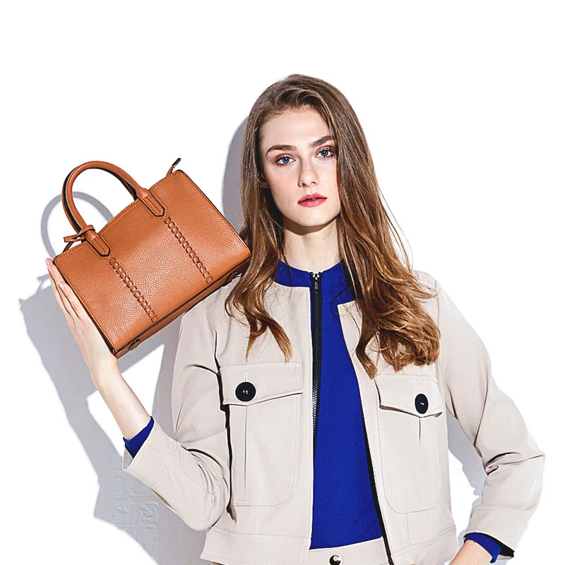 Genuine Leather Handbags For Women Cow Leather Embossed Shoulder Bag Lady Handbag Casual Women Large Tote Bag