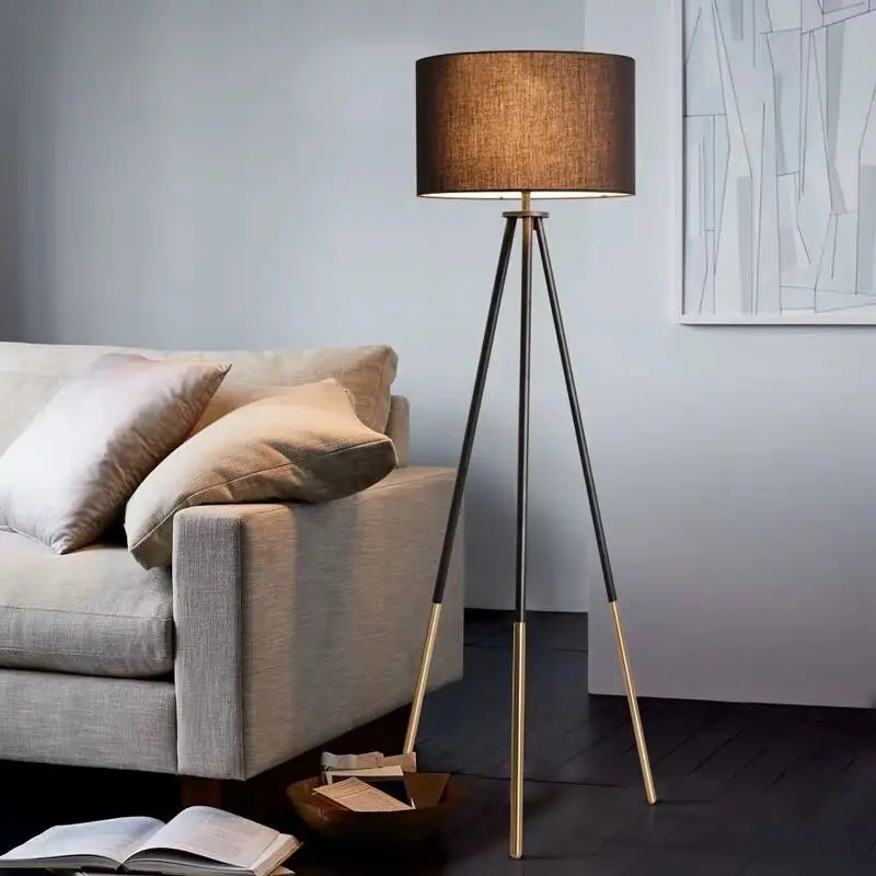 modern floor led lamp tripod fabric shade floor lamp for living room standing lamp