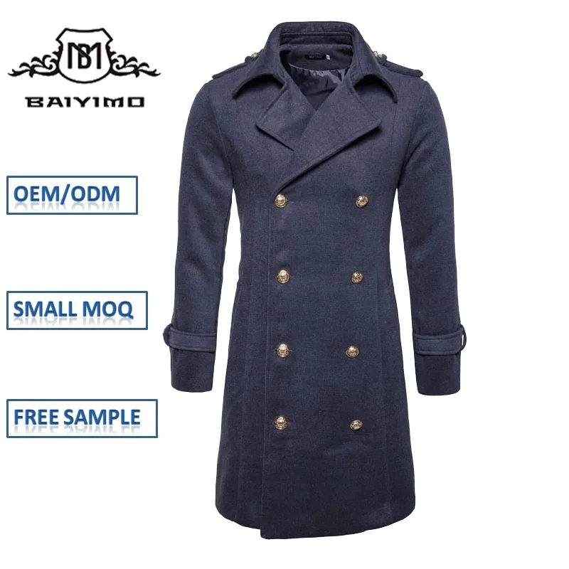 Double Breasted Coat Long Trench Coat For Men Custom Full Sleeve Mens Plus Size Winter Cotton Warm Coat