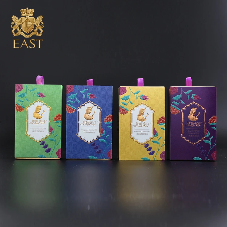 Blue Mini Custom Essential Oil Drawer Packaging Box,Printing paper box for lipstick, Hot stamping paper Skincare packaging boxes