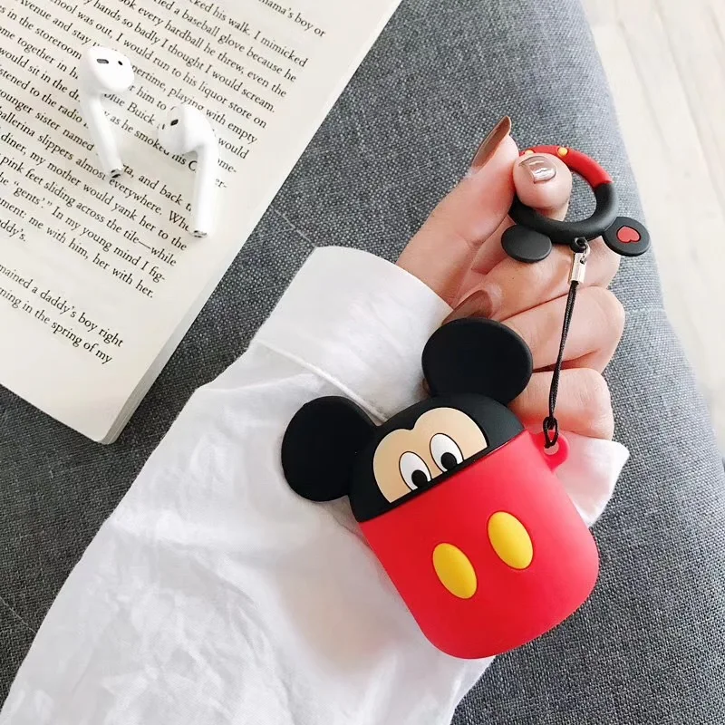 
Free Shipping Earphone Bags Case for Airpods Silicone Cover Bag Anti-lost Cute Cartoon Mickey Minnie 