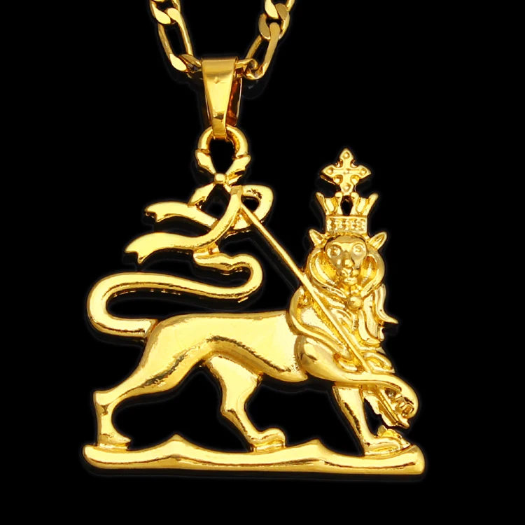 JH Gold Color Alloy Lion Trendy Pendant Ethiopian Jewelry For Men And Women