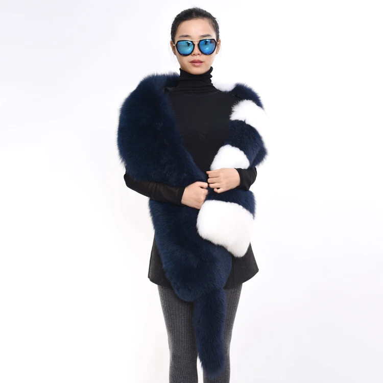 Big Size long fur scarf Genuine Fox Fur Scarf Long Fox Fur Scarf