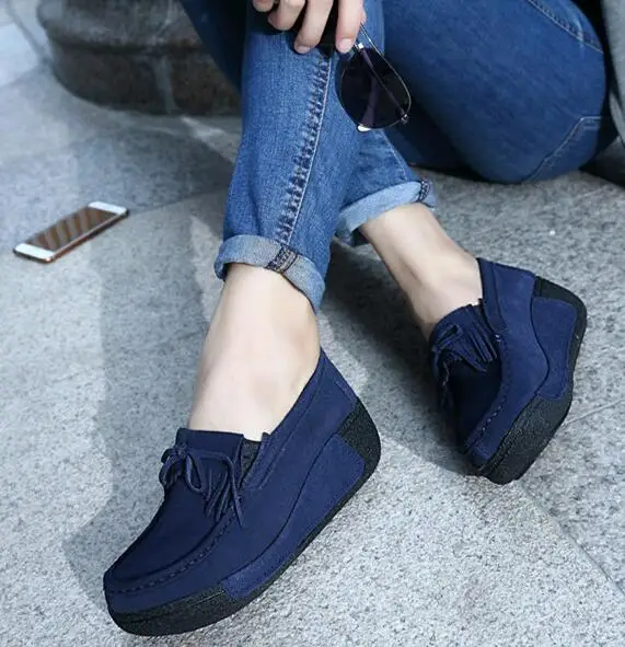 UP-0159D Fashion Suede Leather Thick Sole Shoes Casual Platform Shoes Sneaker for Women