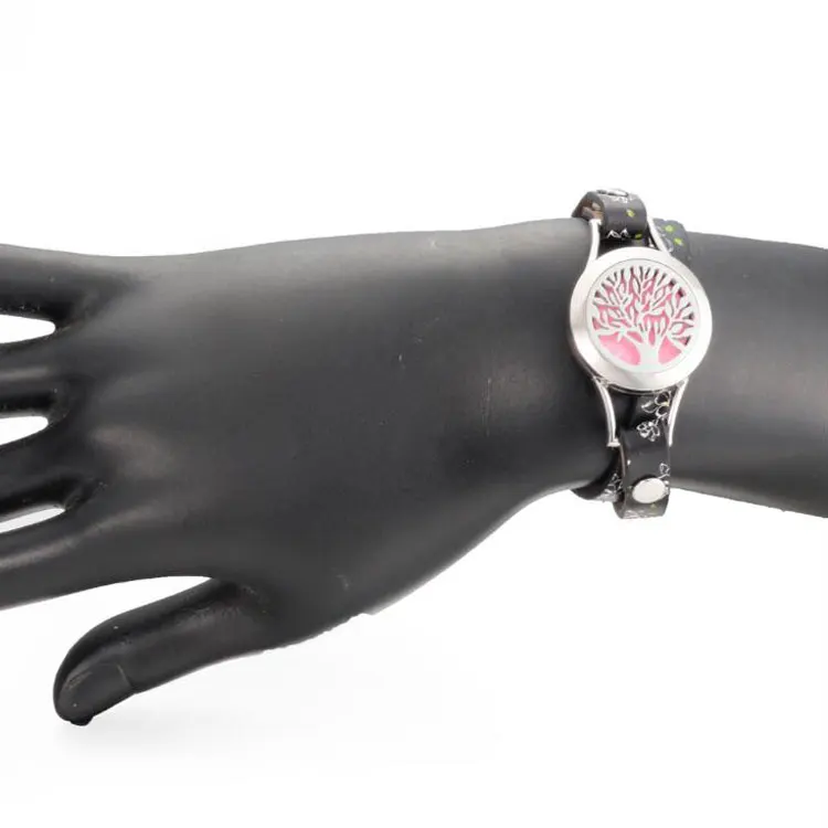 Perfume Diffuser Bracelets 316L Stainless Steel Watch Band Family Tree Magnetic Locket Leather Bracelet cuir homme