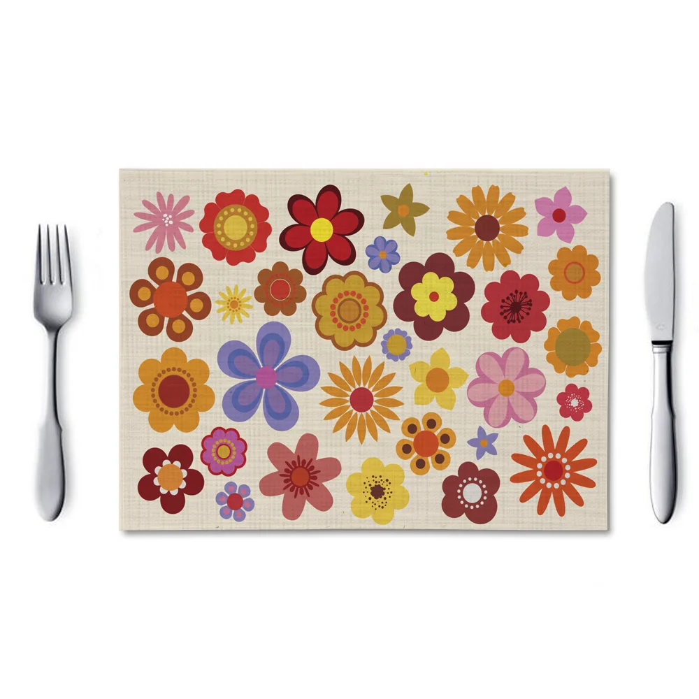 Fashion Customized Waterproof Fabric Placemats Sublimation Print Dining Table Place Mats
