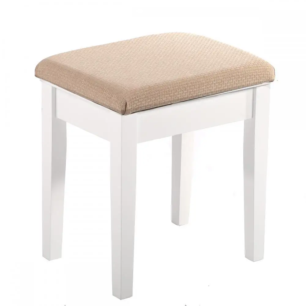 
New White Make Up Table Wood Jewelry Table And Stool With Mirror 