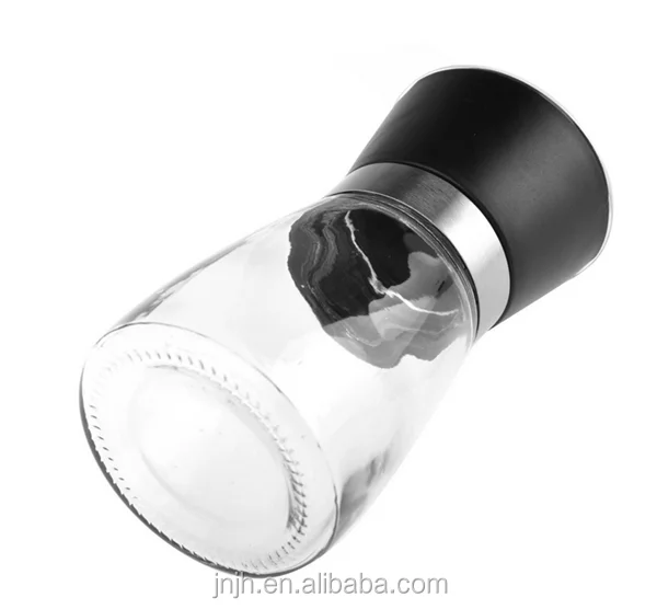 Salt and Pepper Mill Set Black Pepper Grinders with Adjustable Ceramic Core 150ml Glass Shaker Sea Salt Grinder Pink Salt Mills