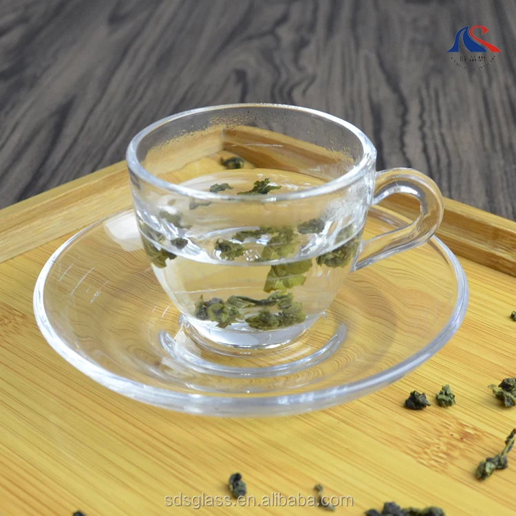 Итальянская прозрачная стеклянная чайная чашка с блюдцем 12 шт. в одном наборе 2