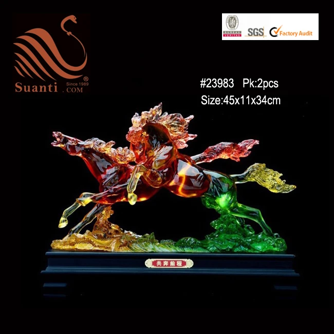 Animals Carving Running Crystal Horse for Gift Sculpture