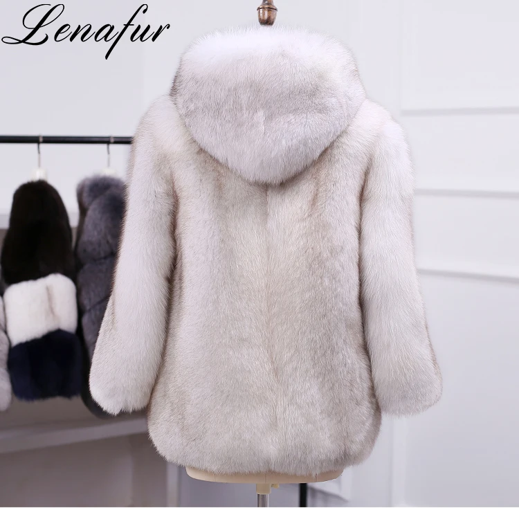 Wholesale Ladies Long Overcoat Real Arctic Fox Fur Coat