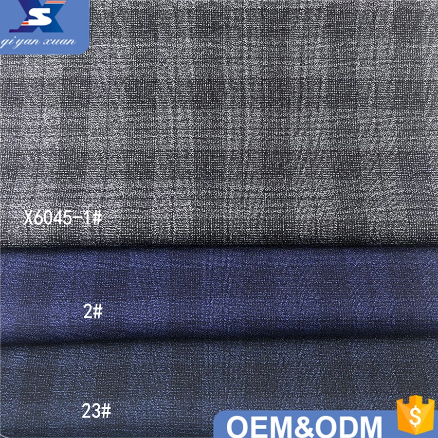 NEW polyester rayon spandex material plaid design blue color textured men suit pant blazer machine TR fabric