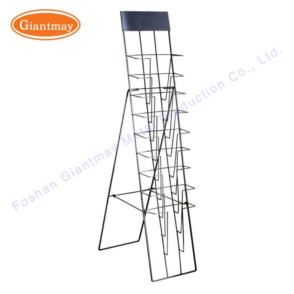 Collapsible custom metal wire free standing newspaper magazine brochure holder display rack pamphlet retail
