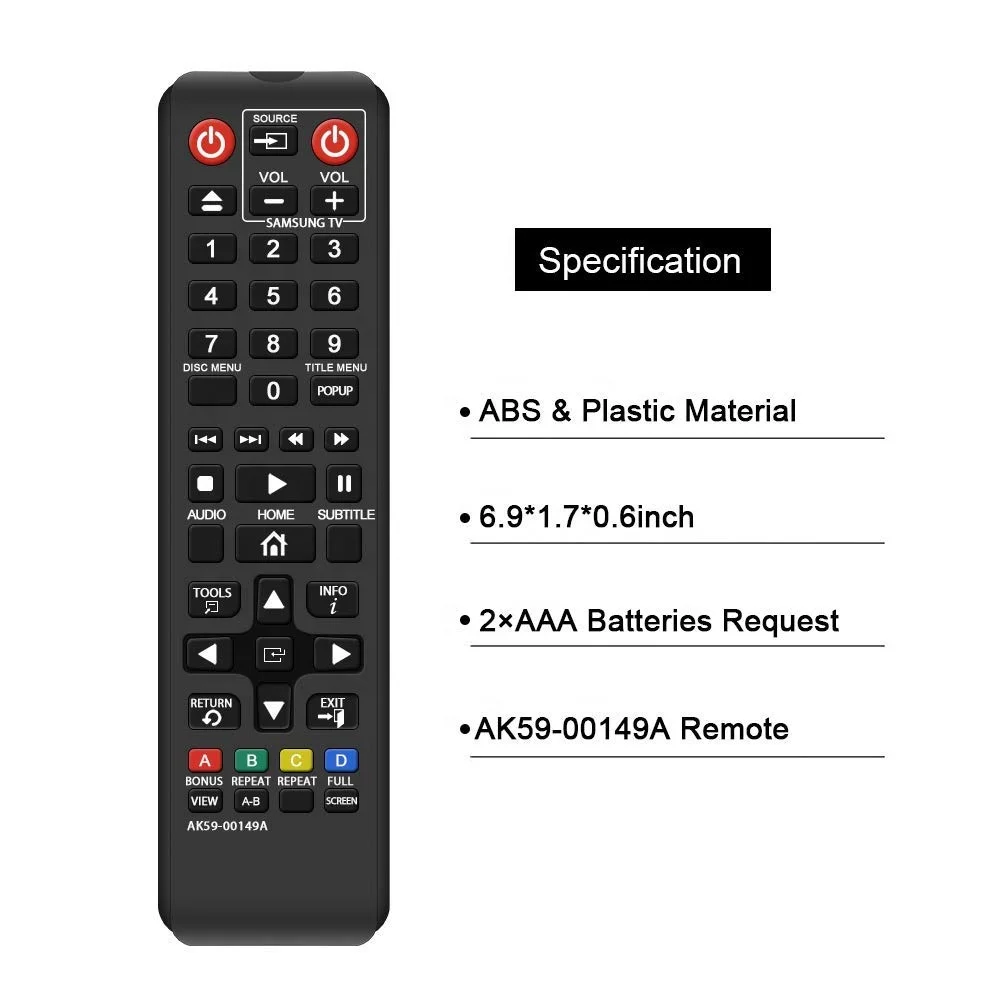 New replacement Remote Control AK59-00149A for Samsung DVD Blu-ray Disc Player