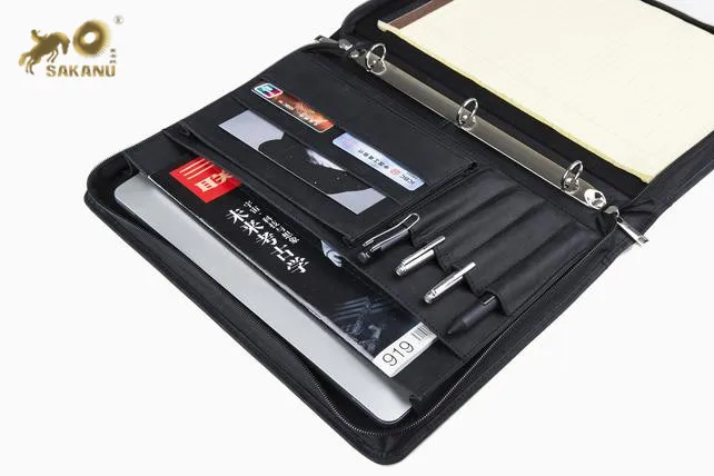 
Personalized Leather Portfolio, 3 Ring Binder Padfolio, Letter Size / A4 Document Organizer Folder 