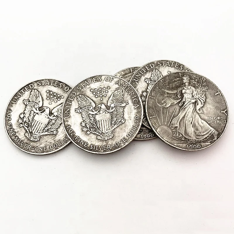 Statue of liberty, 1900 antique bronze coin, handicraft, eagle old coins